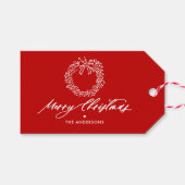 メリークリスマスミニマルリース パーソナライズされた ギフトタグ (正面(横))