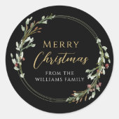 メリークリスマスミニマルリース ラウンドシール (正面)