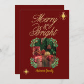 メリークリスマスミニマル明るいアーチ写真 シーズンカード (正面/裏面)