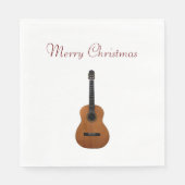 メリークリスマスミュージカルギターレッドタイポグラフィ スタンダードランチョンナプキン (正面)
