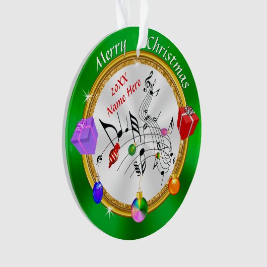 メリークリスマスミュージカルパーソナライズされたノートオーナメント オーナメント (正面)