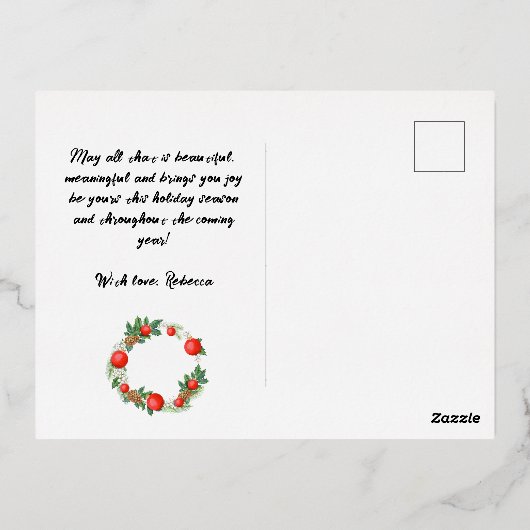 メリークリスマスミュージック紙冬のグリーティングシーズン 箔シーズンポストカード (裏面)