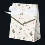 メリークリスマスミュートのヒイラギの葉の休日 フェイバーボックス<br><div class="desc">クリーム色の背景の上に抑えられたホリデーカラーのホリー、ポインセチア、冬の葉の要素。「メリークリスマス」の見出し。ご意見やご要望に応じて、お問い合わせください。いつも幸せ救済だ!</div>