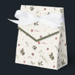 メリークリスマスミュートのヒイラギの葉の休日 フェイバーボックス<br><div class="desc">クリーム色の背景の上に抑えられたホリデーカラーのホリー、ポインセチア、冬の葉の要素。「メリークリスマス」の見出し。ご意見やご要望に応じて、お問い合わせください。いつも幸せ救済だ!</div>