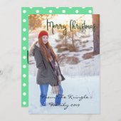 メリークリスマスミント水玉模様 シーズンカード (正面/裏面)