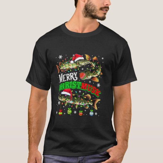 メリークリスマスムスキー3サンタムスキースフィッシャーF Tシャツ (正面)