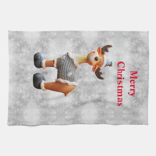 メリークリスマスムースは帽子をかぶっている キッチンタオル (横)