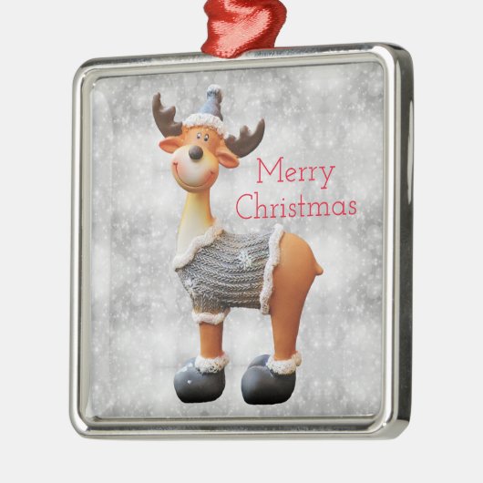 メリークリスマスムースは帽子をかぶっている メタルオーナメント (左)