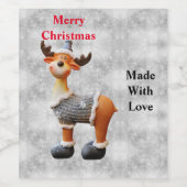 メリークリスマスムースは帽子をかぶっている ワインラベル (シングルラベル)