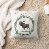 メリークリスマスムースアンドホリーリース クッション (ブランケット)