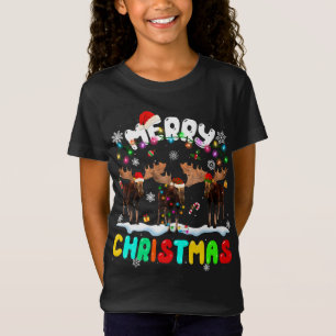 メリークリスマスムースラバーサンタハットクリスマスライト Tシャツ