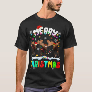 メリークリスマスムースラバーサンタハットクリスマスライト Tシャツ
