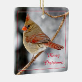 メリークリスマスメスノーザン（鳥）ショウジョウコウカンチョウオーナメント セラミックオーナメント (右)