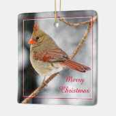 メリークリスマスメスノーザン（鳥）ショウジョウコウカンチョウオーナメント セラミックオーナメント (左)