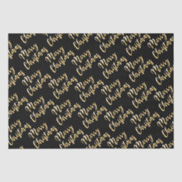 メリークリスマスメタリック金ゴールドスクリプトブラック 薄葉紙