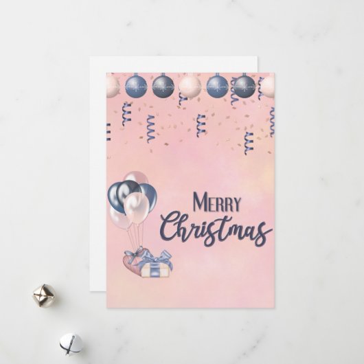 メリークリスマスメッセージバウブル、ギフト&バルーン シーズンカード (正面/裏面インサイチュ)