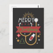 メリークリスマスメディカルナースドクター聴診器 ポストカード (正面/裏面)