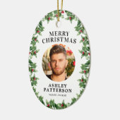 メリークリスマスメモリアルホリー セラミックオーナメント (左)