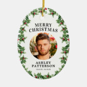 メリークリスマスメモリアルホリー セラミックオーナメント (正面)