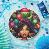 メリークリスマスメラニン女性ブラックガール魔法ミセス。 ペーパープレート (パーティー)