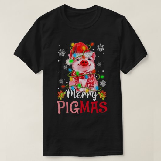 メリークリスマスメリーピグマキュートピグおもしろいクリスマス Tシャツ (デザイン正面)