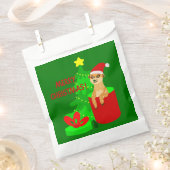 メリークリスマスメルカットおもしろいサンタ フェイバーバッグ (クリップ留めされた状態)