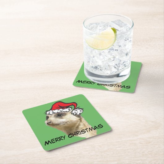 メリークリスマスメルカットサンタコースター スクエアペーパーコースター (インサイチュ)