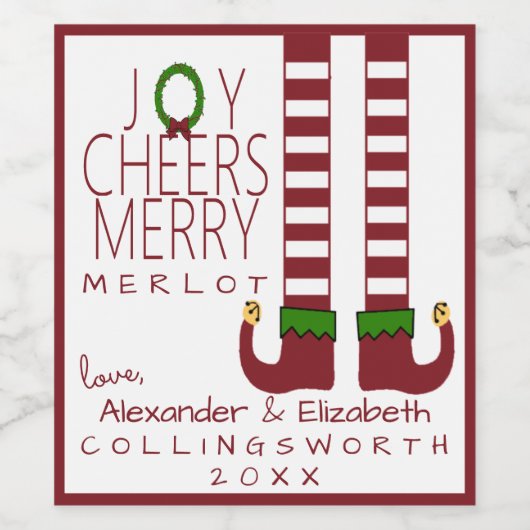 メリークリスマスメルロワインラベルのパーソナライズ ワインラベル (シングルラベル)