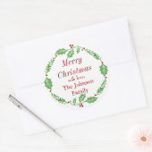 メリークリスマスメーリングファミリー名シール ラウンドシール (封筒)