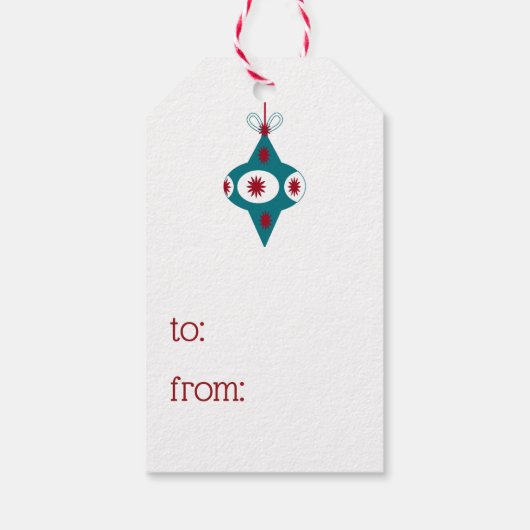 メリークリスマスモダンおもしろいレッドブルーギフトクリスマス ギフトタグ (裏面)