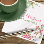 メリークリスマスモダンかわいいカラフル雪 スタンダードカクテルナプキン