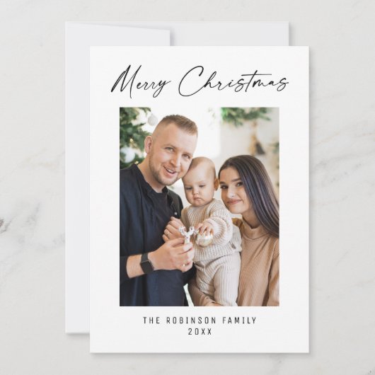 メリークリスマスモダンのエレガント写真 シーズンカード (正面)
