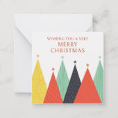 メリークリスマスモダンのカラフル木々 ノートカード (正面)