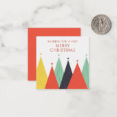 メリークリスマスモダンのカラフル木々 ノートカード (正面/裏面インサイチュ)