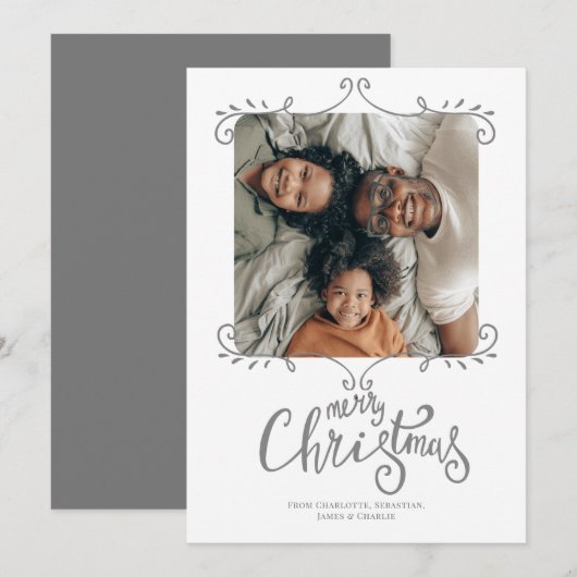 メリークリスマスモダンのシンプルフォトカード シーズンカード (正面/裏面)