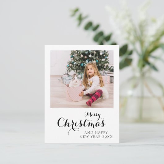 メリークリスマスモダンのシンプル写真 シーズンポストカード (スタンド正面)