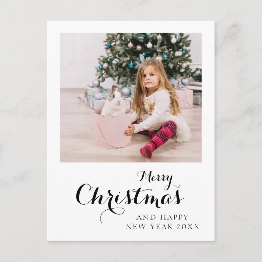 メリークリスマスモダンのシンプル写真 シーズンポストカード (正面)