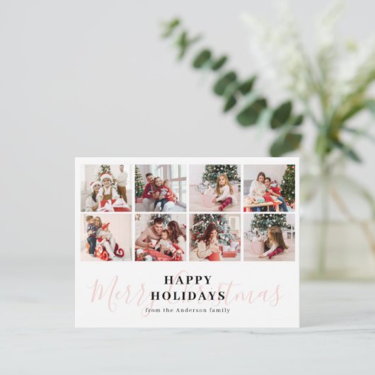 メリークリスマスモダンのシンプル写真 シーズンポストカード (スタンド正面)