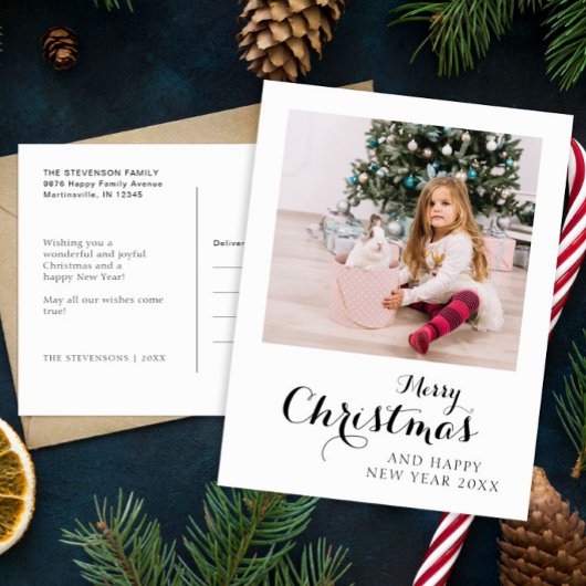 メリークリスマスモダンのシンプル写真 シーズンポストカード