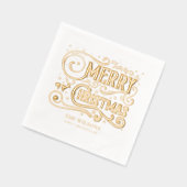 メリークリスマスモダンのパーソナライズされた休日 箔ナプキン (左)