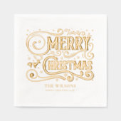 メリークリスマスモダンのパーソナライズされた休日 箔ナプキン (正面)