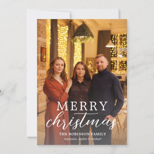メリークリスマスモダンのフルフォト シーズンカード (正面)