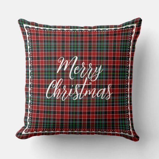 メリークリスマスモダンのプレイドの脚本 クッション (正面)