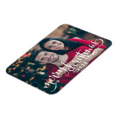 メリークリスマスモダンのホワイトスクリプト写真 マグネット (左側)