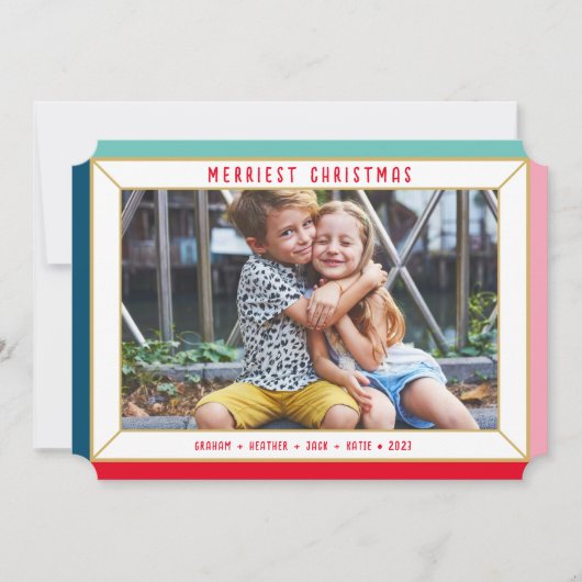 メリークリスマスモダンの写真の色縁ど面 シーズンカード (正面)