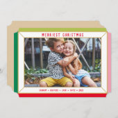 メリークリスマスモダンの写真の色縁ど面 シーズンカード (正面/裏面)
