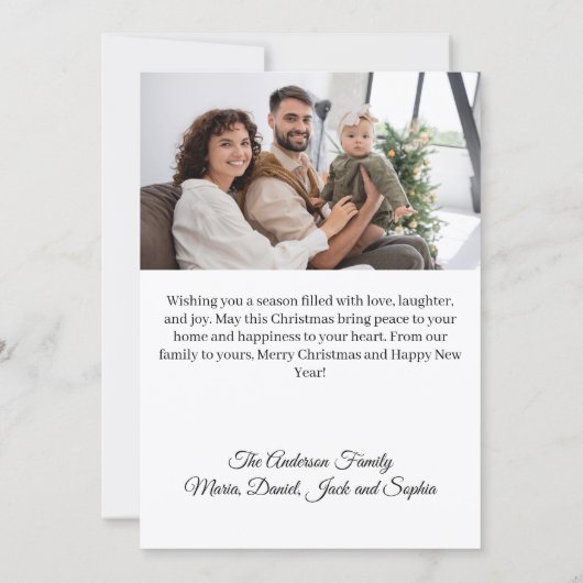 メリークリスマスモダンの写真カード シーズンカード (裏面)