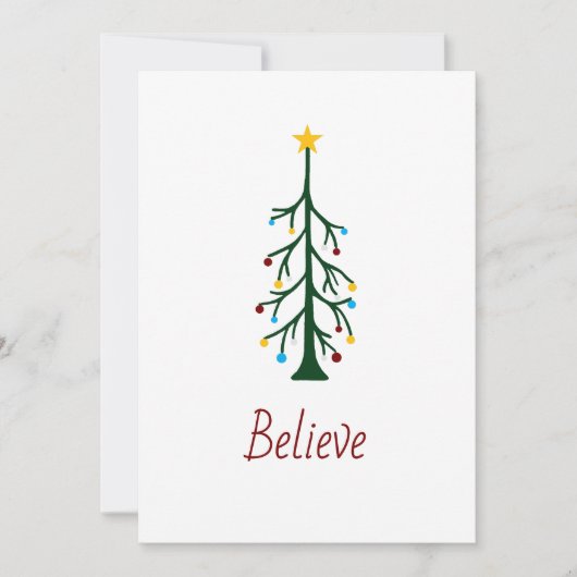 メリークリスマスモダンの常緑信じの木 シーズンカード (正面)