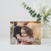 メリークリスマスモダンの手書きスクリプト写真 シーズンポストカード (スタンド正面)