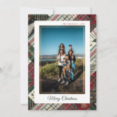 メリークリスマスモダンの格子模様カスタム写真 シーズンカード (正面)